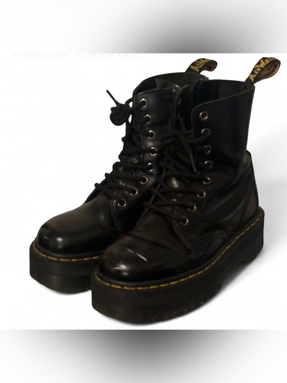 Black Platform Lace-Up Combat Boots - Women's